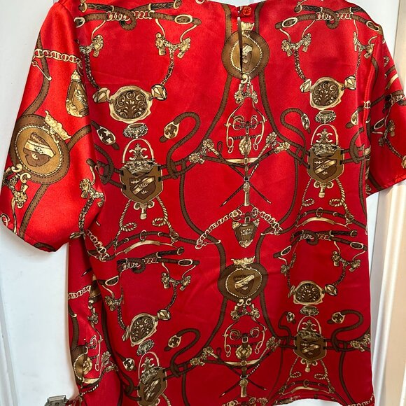 Maggie Sweet Vintage Red Equestrian Blouse-Size Medium - Picture 4 of 4
